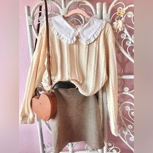 Butter yellow frill collar sweater